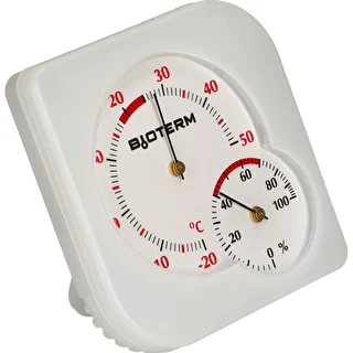 Termometr wewnętrzny bimetaliczny z higrometrem (-20 do +50°C), biały – zdjęcie 2