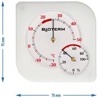 Termometr wewnętrzny bimetaliczny z higrometrem (-20 do +50°C), biały – zdjęcie 4
