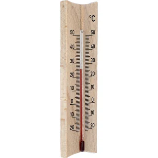 Termometr pokojowy drewniany (-20 do +50°C), jasny brąz, 15 cm – zdjęcie 2