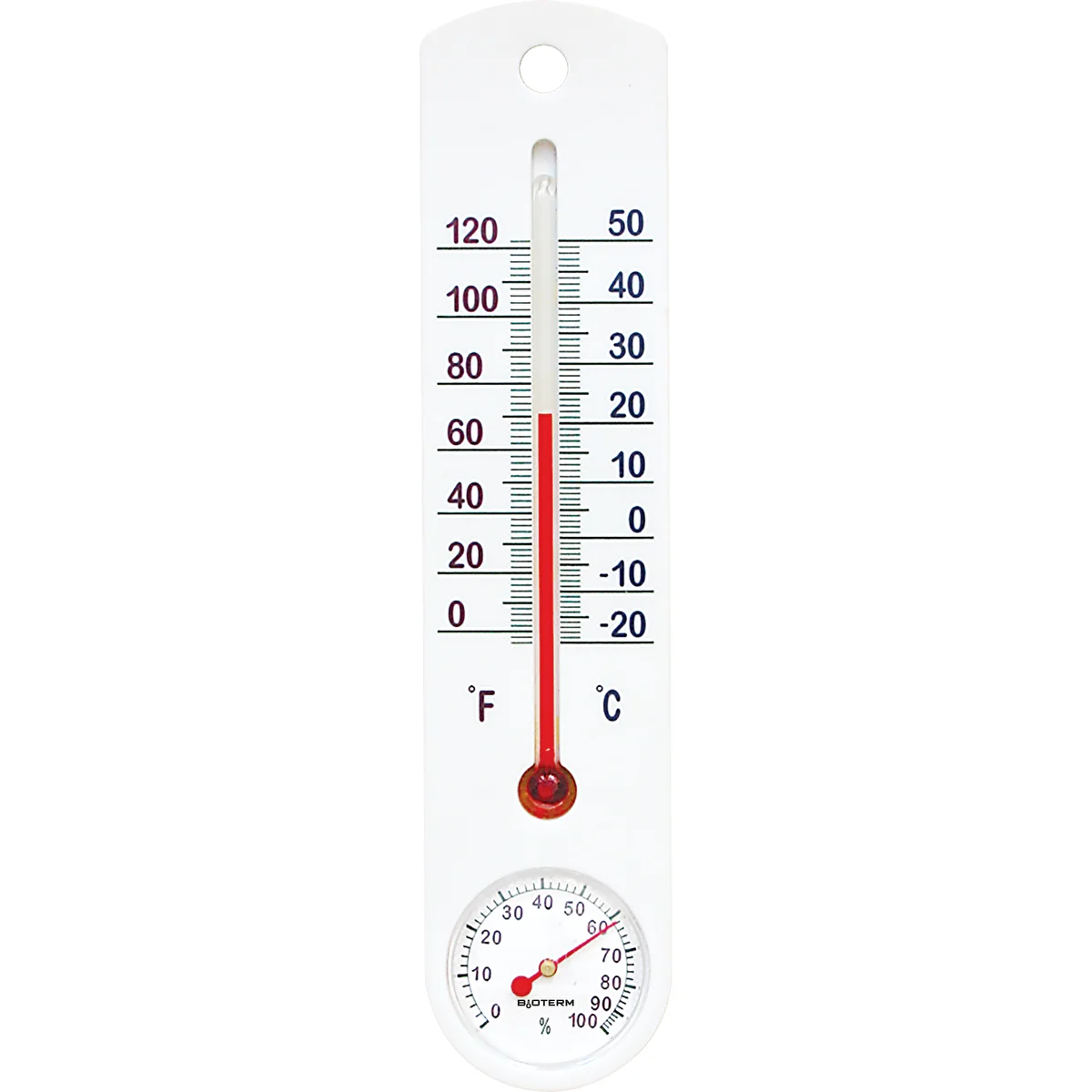 Termometr uniwersalny biały z higrometrem (-20°C do +50°C) 25cm