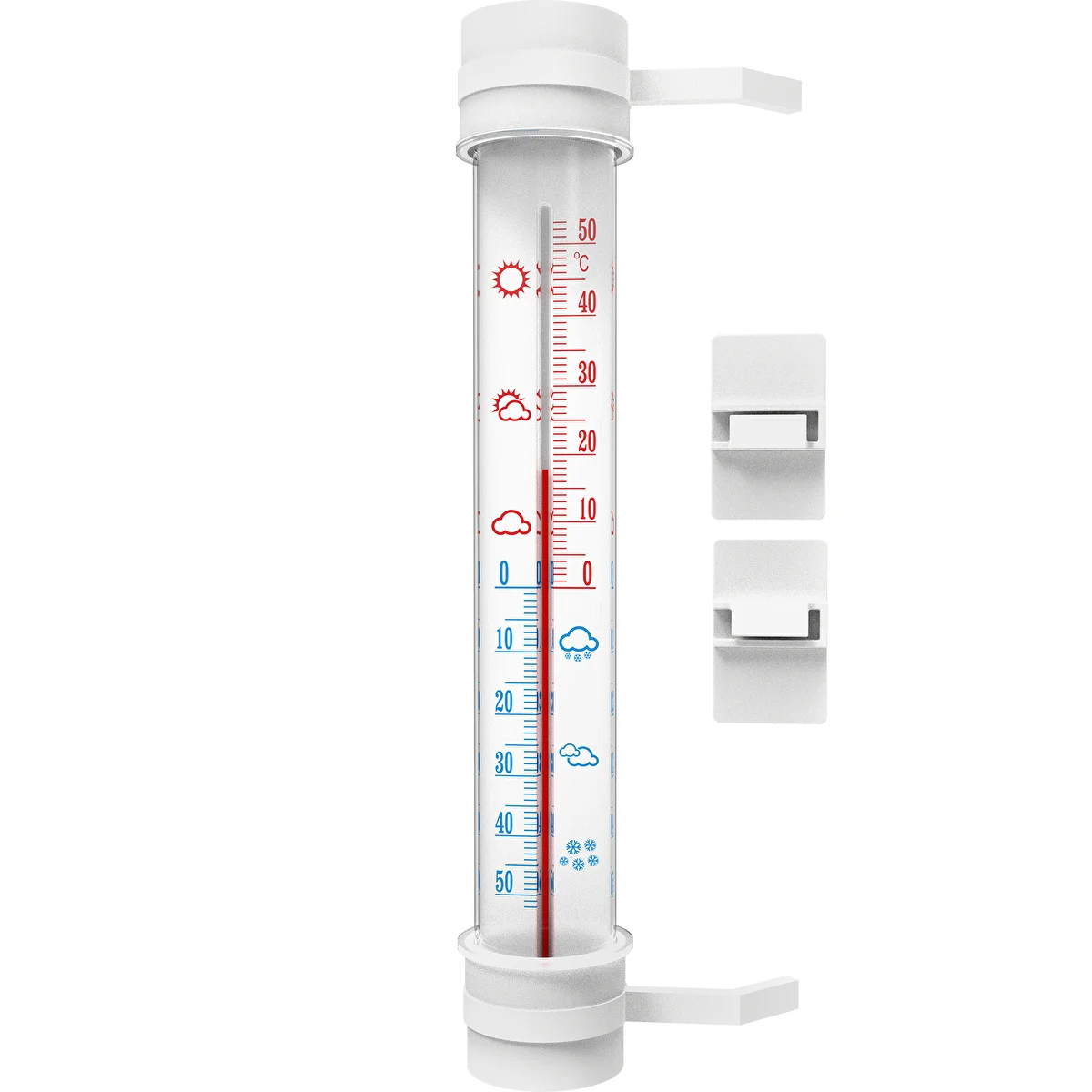 Termometr zewnętrzny biały (-50°C do +50°C) 27cm