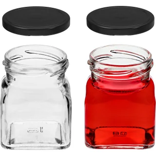 Słoik twist off 120ml - Cztery kąty fi 53 z czarną zakrętką, 6szt – zdjęcie 5