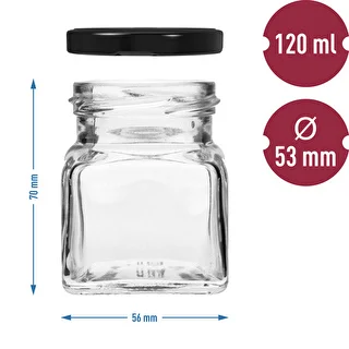 Słoik twist off 120ml - Cztery kąty fi 53 z czarną zakrętką, 6szt – zdjęcie 6