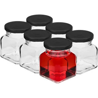 Słoik twist off 120ml - Cztery kąty fi 53 z czarną zakrętką, 6szt – zdjęcie 2