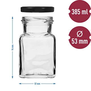 Słoik twist off 150ml Cztery kąty fi 53 z czarną zakrętką, 6 szt. – zdjęcie 6