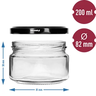 Słoik niski 200ml - z czarną zakrętką fi 82/6, 6szt. – zdjęcie 5