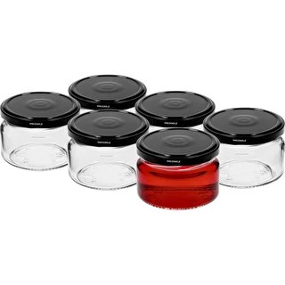 Słoik niski 200ml - z czarną zakrętką fi 82/6, 6szt. – zdjęcie 2