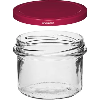 Słoik prosty 235 ml (fi82) z zakrętką bordo 6 szt. – zdjęcie 3