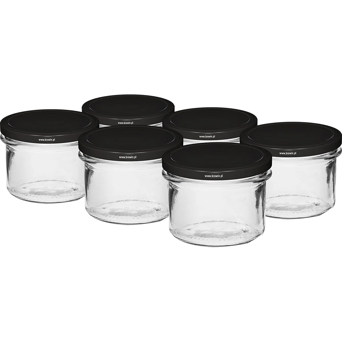 Słoik prosty 235 ml (fi82) z zakrętką czarną 6 szt.