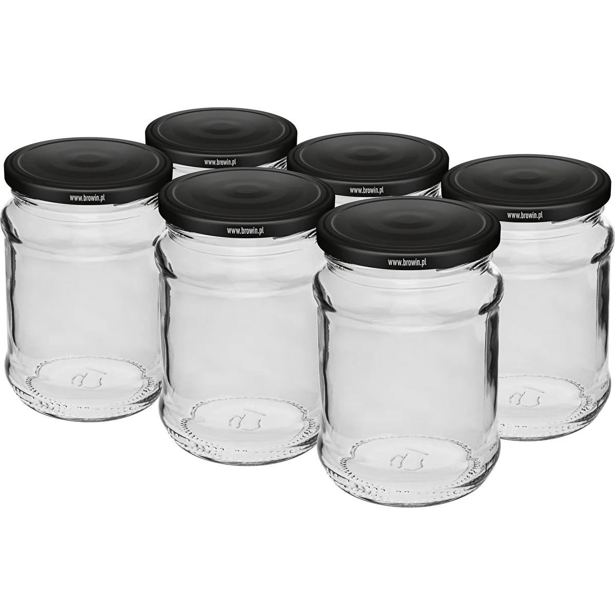 Słoik 250 ml fi 66/4 zakrętka czarna - 6 szt.