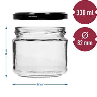 Słoik niski 330ml - z czarną zakrętką fi 82/6, 6szt. – zdjęcie 7