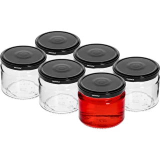 Słoik niski 330ml - z czarną zakrętką fi 82/6, 6szt. – zdjęcie 2