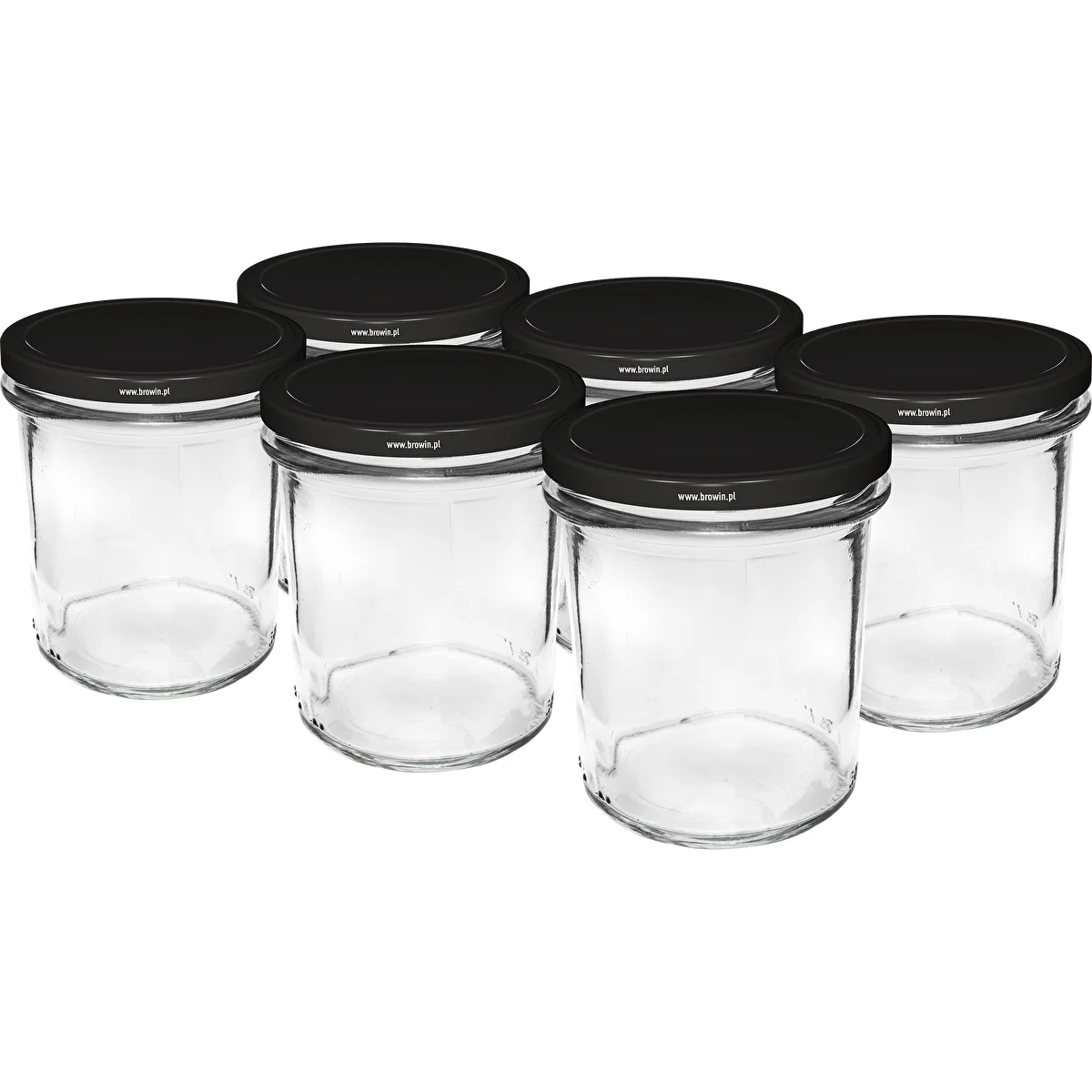 Słoik prosty 350ml z zak. czarną fi82 - 6szt.