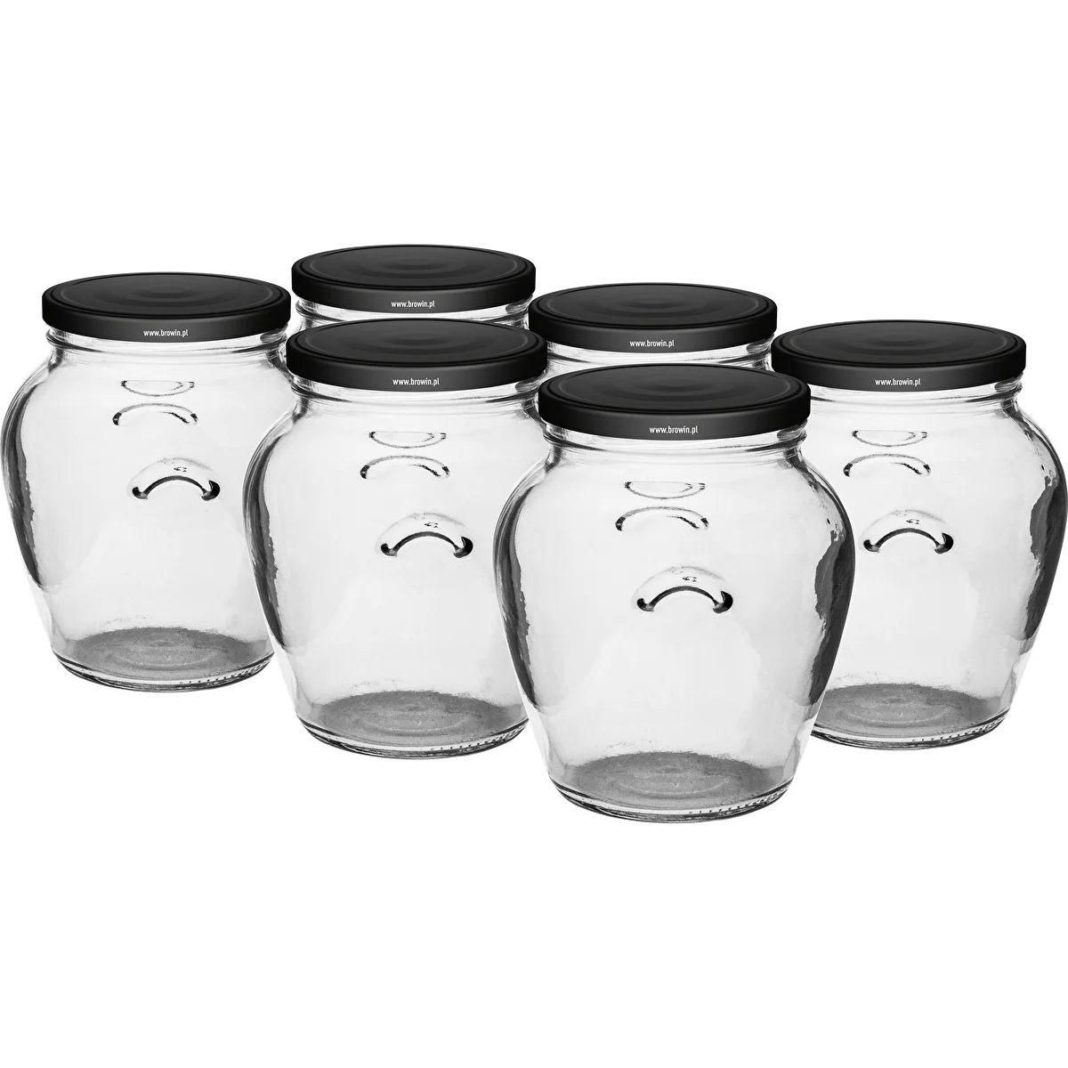 Słoik Amfora 580 ml (fi 82) z zakrętką czarną 6 szt.