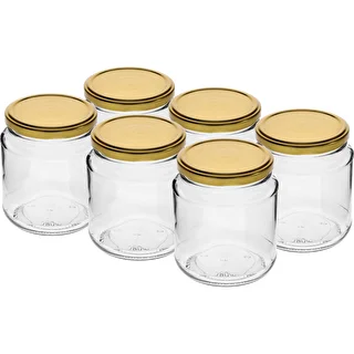 Słoik twist-off, grubasek 580ml ze złotą zakrętką fi82/6, 6 szt.