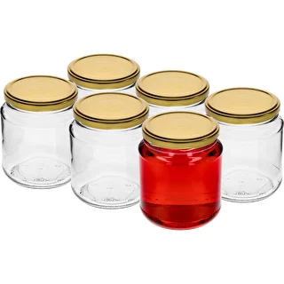 Słoik twist-off, grubasek 580ml ze złotą zakrętką fi82/6, 6 szt. – zdjęcie 2