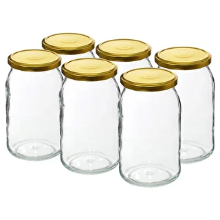 Słoik TO 900 ml z zakrętką złotą fi 82/6 - 6 szt. – zdjęcie 2