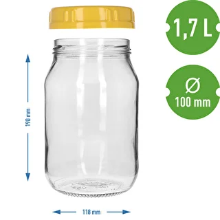 Słoik TO 1,7 L z żółtą zakrętką z tworzywa, z uchwytem, fi 100, 1 szt. – zdjęcie 4