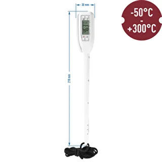 Elektroniczny termometr kuchenny (-50°C do +300°C) z etui, biały – zdjęcie 2