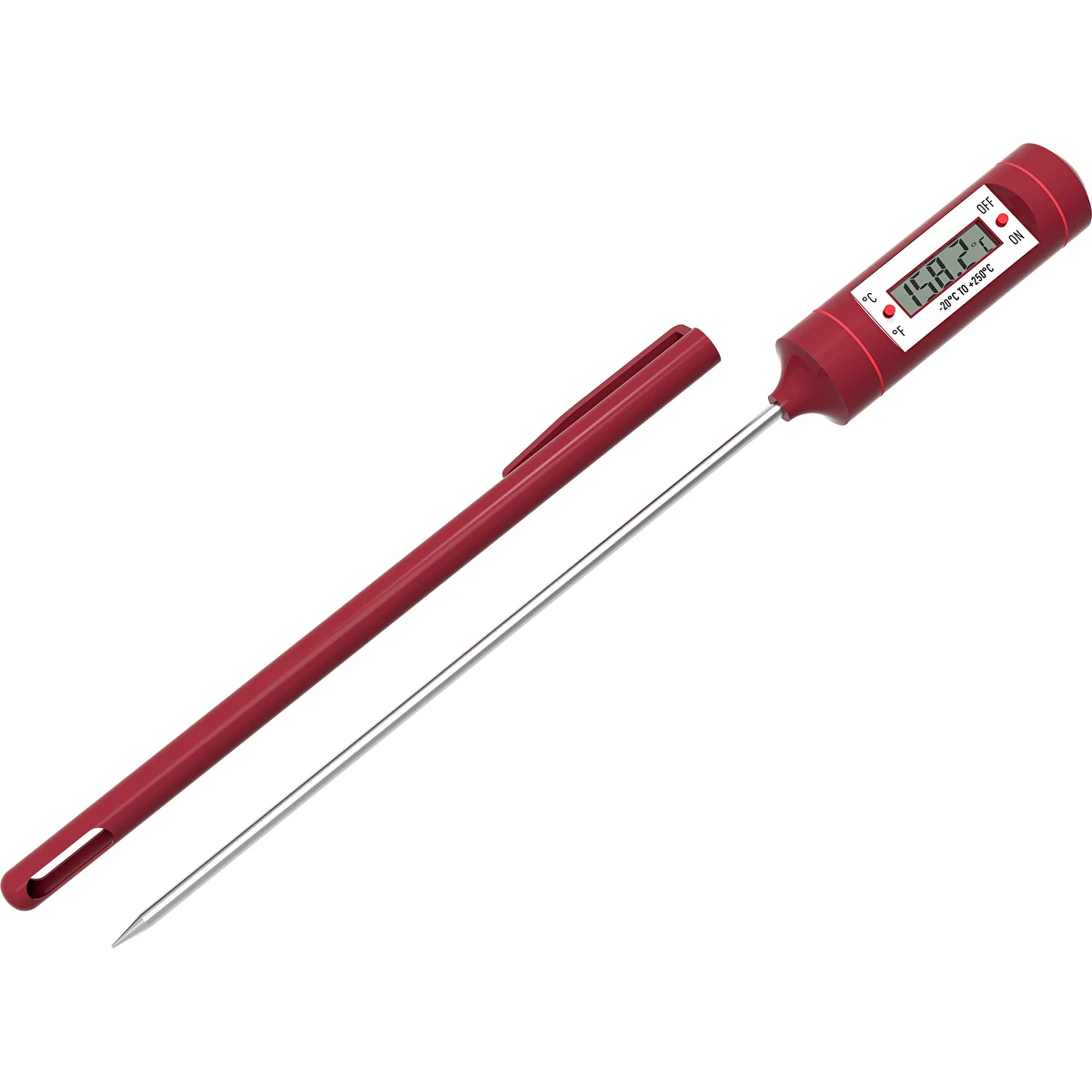 Elektroniczny termometr kulinarny, LCD (-20°C do +250°C), czerwony