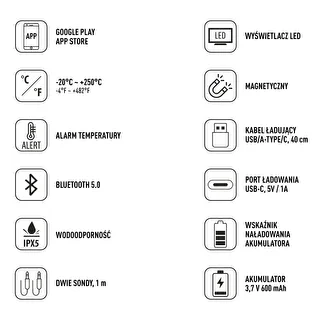 Termometr kuchenny z Bluetooth, 2 sondy – zdjęcie 8