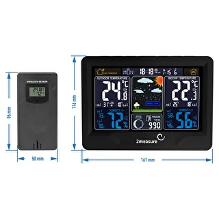 Stacja pogodowa RCC, DCF – elektroniczna, podświetlana, bezprzewodowa, czujnik, czarna – zdjęcie 12