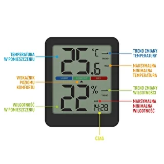Termometr elektroniczny pokojowy, czarny – zdjęcie 12