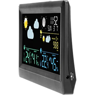 Elektroniczna stacja pogody – bezprzewodowa, z czujnikiem, czarna – zdjęcie 4