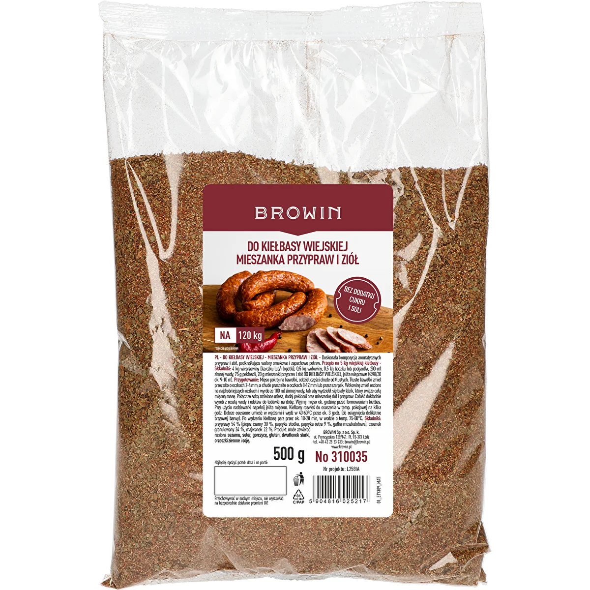Mieszanka przypraw i ziół Do Kiełbasy Wiejskiej, 500g