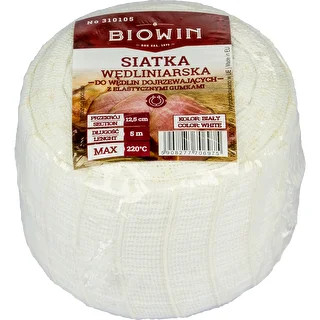 Siatka wędliniarska biała o wymiarach 12,5 cm x 5 m, z wytrzymałością termiczną do 220°C – zdjęcie 3