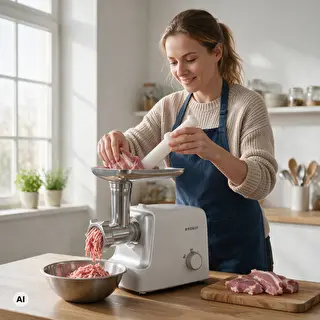 Maszynka do mielenia mięsa z szatkownicą, przecierakiem i nadziewarką do kiełbas, 1500 W – zdjęcie 7