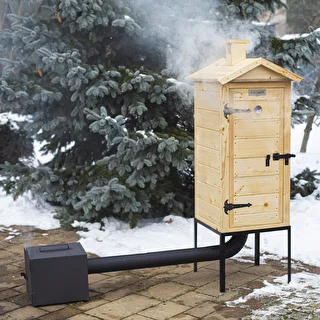 Wędzarnia drewniana 100 cm, z paleniskiem – zdjęcie 5