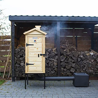 Wędzarnia drewniana 100 cm, z paleniskiem – zdjęcie 4