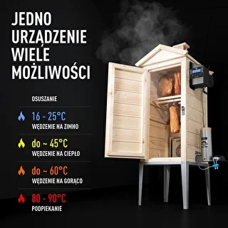 Wędzarnia z Wi-Fi, 200 L- dragON WOOD 100IQ z elektrycznym modułem grzejnym i sterownikiem – zdjęcie 5