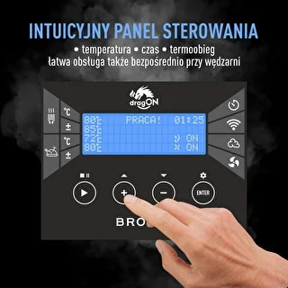 Wędzarnia z Wi-Fi, 200 L - dragON WOOD 100IQ z elektrycznym modułem grzejnym i sterownikiem, opalana – zdjęcie 7