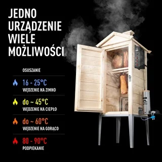 Wędzarnia ogrodowa drewniana 200 L – dragON Wood 100E z elektrycznym modułem grzejnym i sterownikiem – zdjęcie 4
