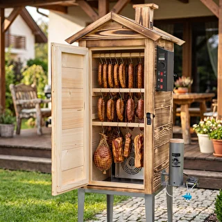 Wędzarnia ogrodowa 200 L dragON Wood 100E - opalane drewno, elektryczny moduł grzejny i sterownik – zdjęcie 9