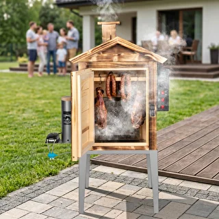 Wędzarnia 115 L dragON Wood 60E - drewniana opalana, z elektrycznym modułem grzejnym i sterownikiem – zdjęcie 13