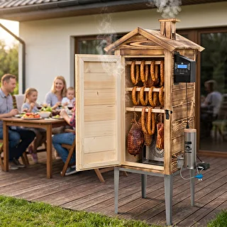 Wędzarnia z Wi-Fi, 200 L - dragON WOOD 100IQ z elektrycznym modułem grzejnym i sterownikiem, opalana – zdjęcie 12