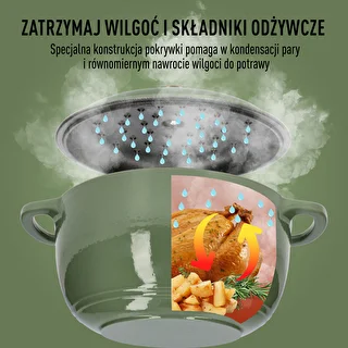 Garnek żeliwny emaliowany - szałwiowy, 4L – zdjęcie 6
