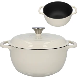 Garnek żeliwny emaliowany - ecru, 4 L