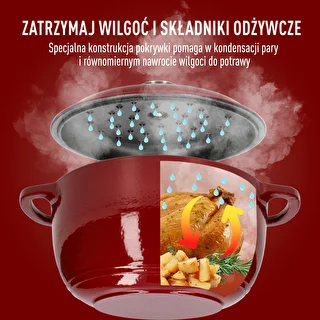 Garnek żeliwny emaliowany - bordowy, 4 L – zdjęcie 6