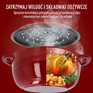 Garnek żeliwny emaliowany - bordowy, 5,8L – zdjęcie 6