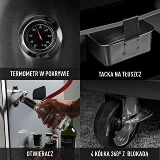 Grill gazowy dragON BBQ101, 11,7 kW, czarno-srebrny – zdjęcie 8