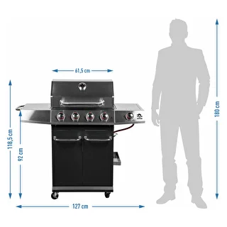 Grill gazowy dragON BBQ101, 11,7 kW, czarno-srebrny – zdjęcie 10