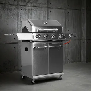 Grill gazowy dragON BBQ201, 18,8 kW, srebrny – zdjęcie 4