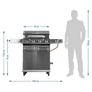 Grill gazowy dragON BBQ201, 18,8 kW, srebrny – zdjęcie 12