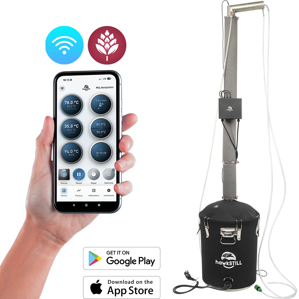 Destylator hawkSTILL Aabratek 2.0 60L WiFi z ociepleniem