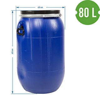 Beczka na kapustę, ogórki 80 L, niebieska z obręczą – zdjęcie 12