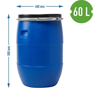 Beczka na kapustę 60 L, z obręczą dociskową, niebieska, Sterk – zdjęcie 9